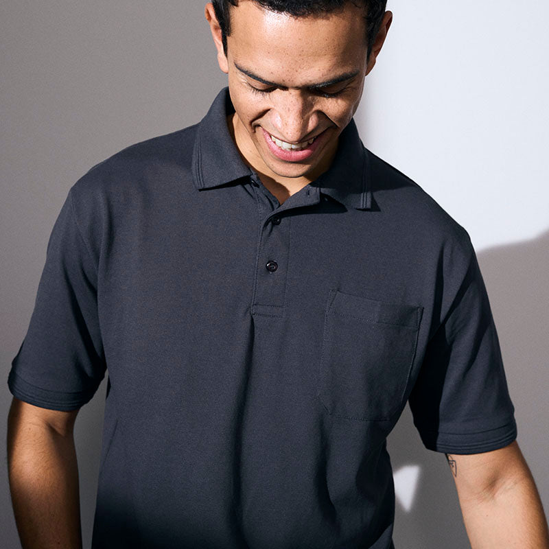 Poloshirt med lomme, Silvergrey