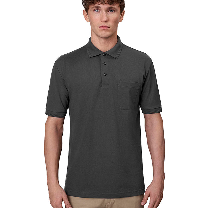 Poloshirt med lomme, Koksgrå