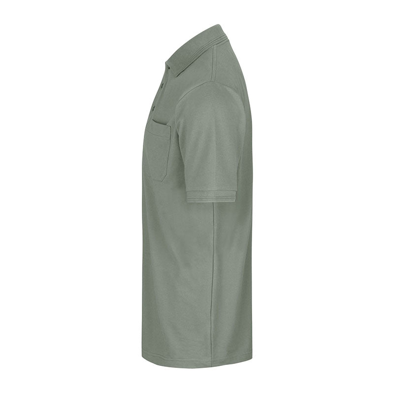 Poloshirt med lomme, Støvet grøn