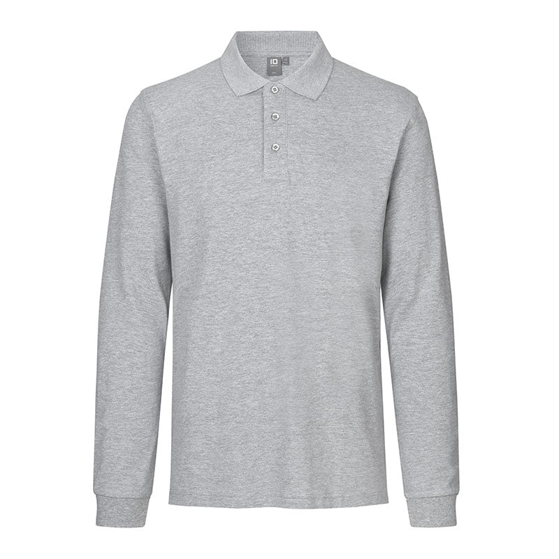 Langærmet Poloshirt Stretch Herre, Gråmeleret