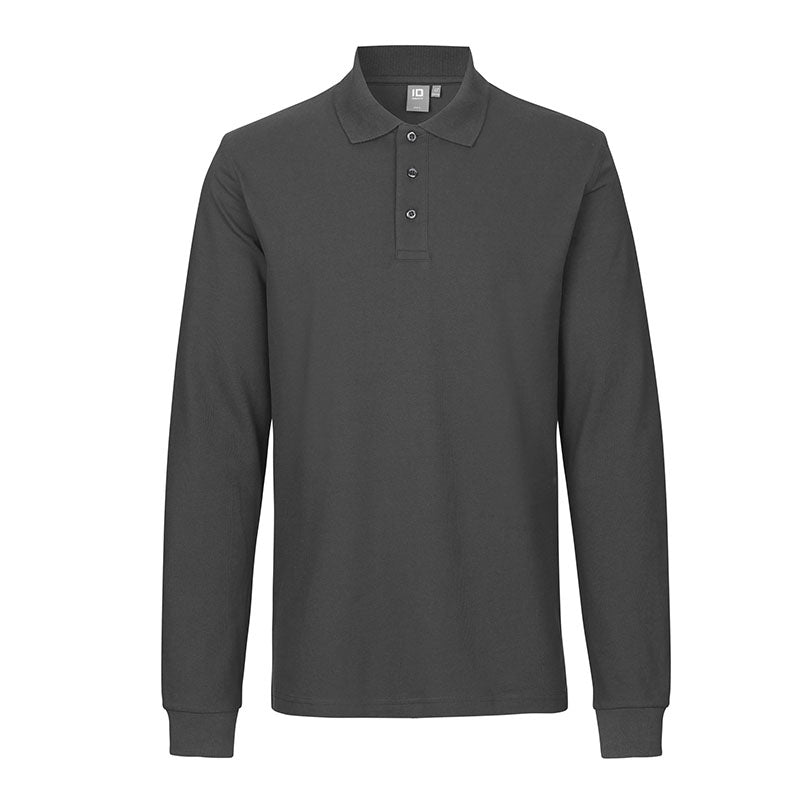 Langærmet Poloshirt Stretch Herre, Koksgrå