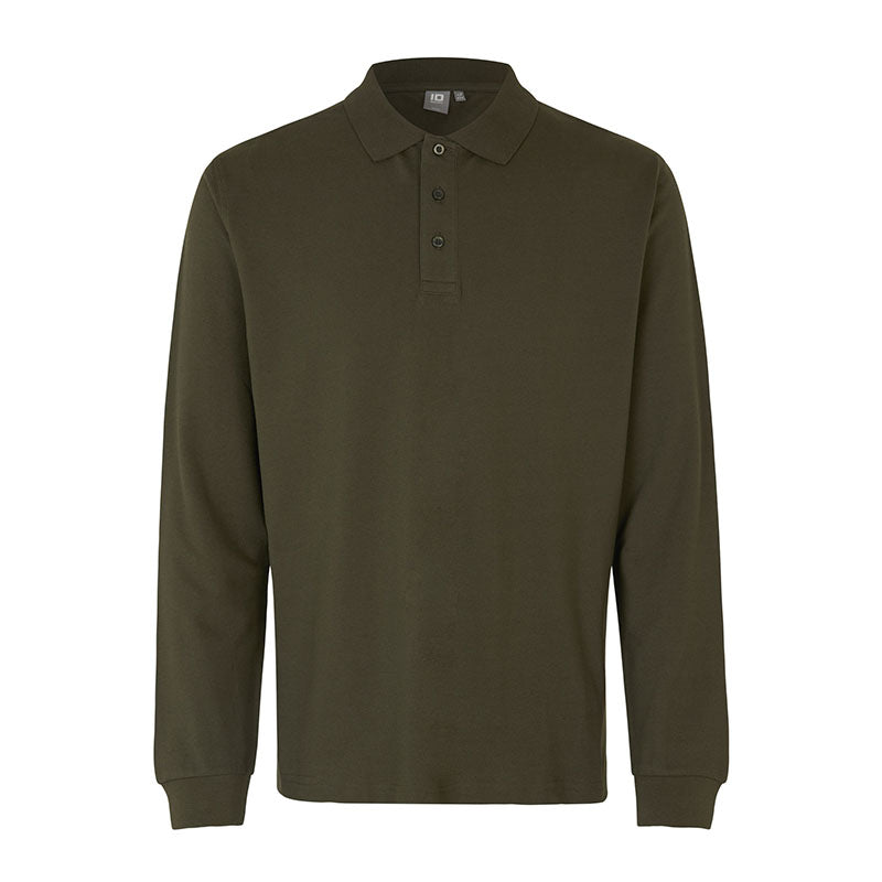 Langærmet Poloshirt Stretch Herre, Oliven