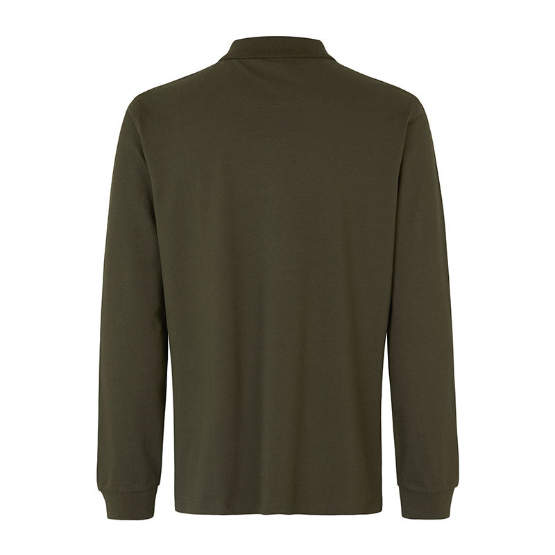 Langærmet Poloshirt Stretch Herre, Oliven