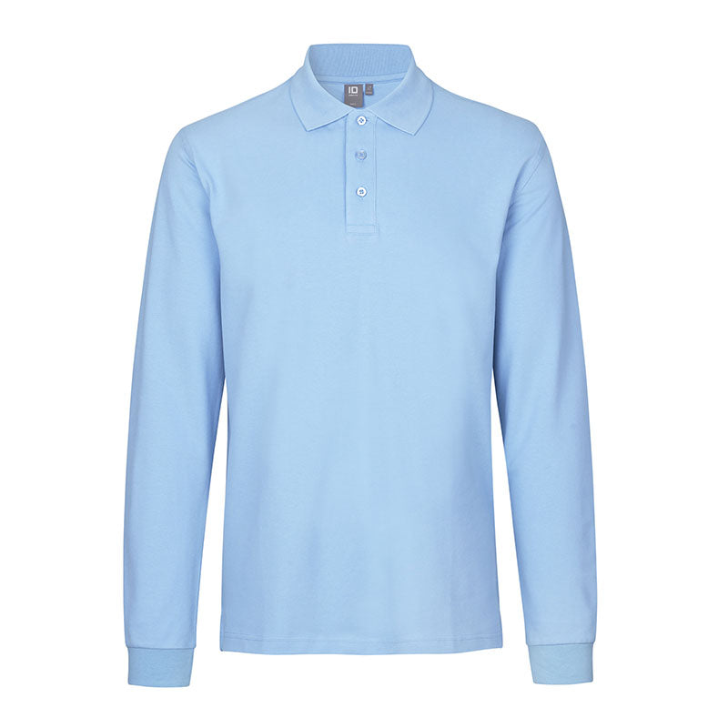 Langærmet Poloshirt Stretch Herre, Lyseblå