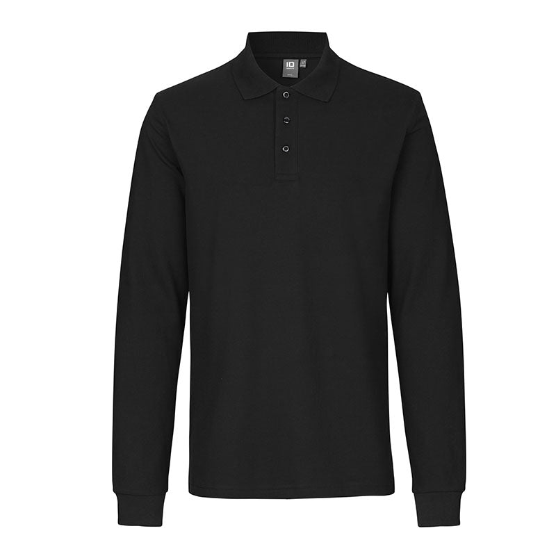 Langærmet Poloshirt Stretch Herre, Sort