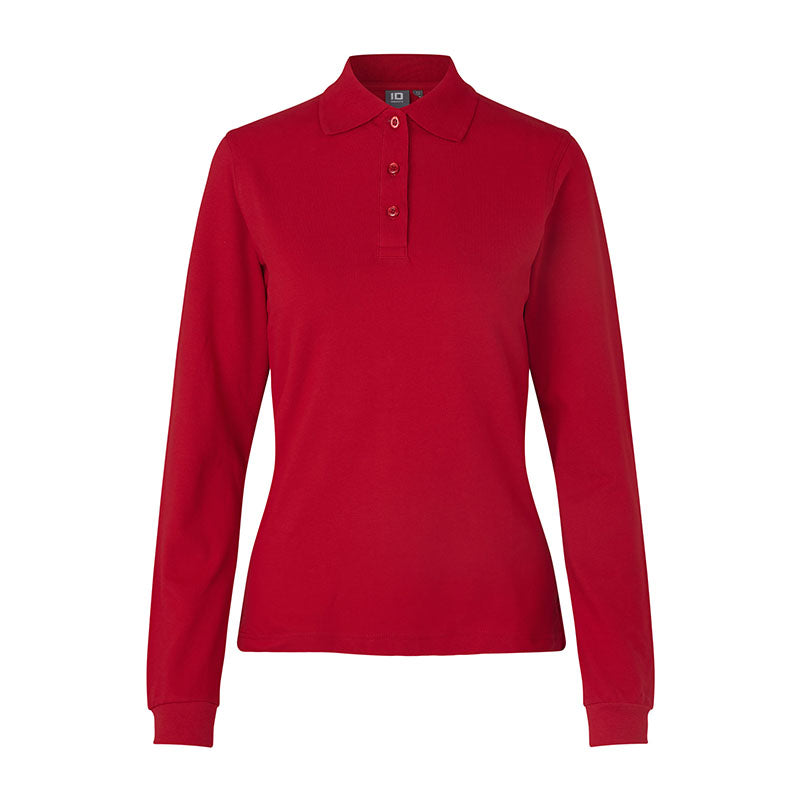 Langærmet Poloshirt Stretch Dame, Rød