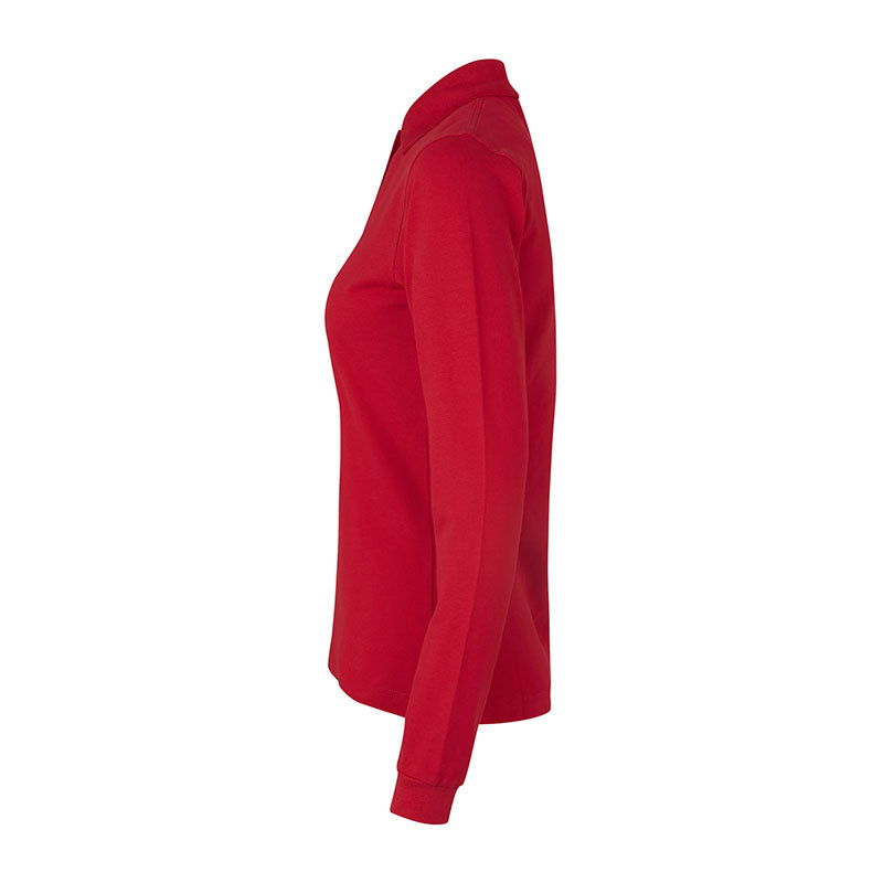 Langærmet Poloshirt Stretch Dame, Rød