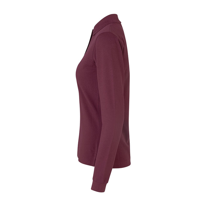 Langærmet Poloshirt Stretch Dame, Bordeaux