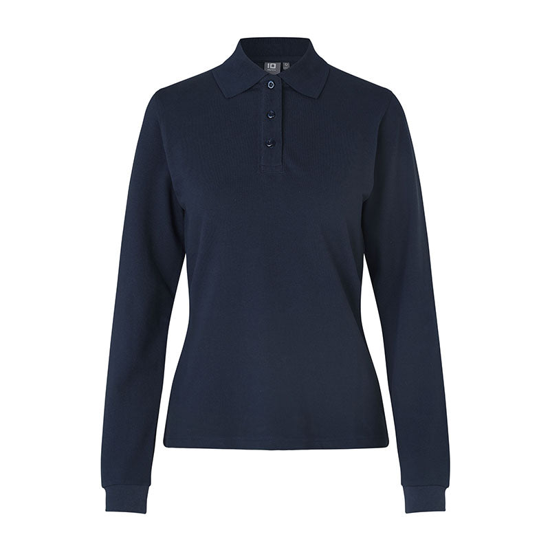 Langærmet Poloshirt Stretch Dame, Navy