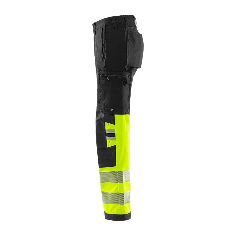 Hi-Vis Green Stretchbuks Klasse 1, Gul/Sort