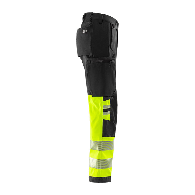 Hi-Vis Green Stretchbuks Klasse 1, Gul/Sort