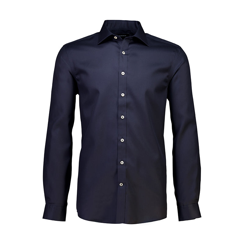 ETERNA Cover Shirt navy herreskjorte modern fit med Kent-krave i strygefri bomuldstwill