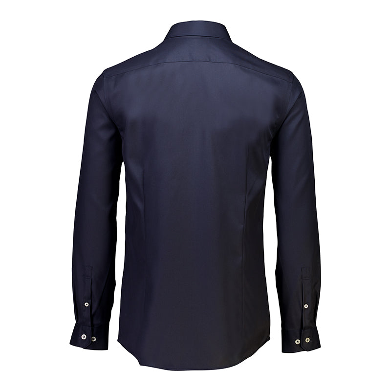 Bagside af ETERNA Cover Shirt navy herreskjorte modern fit med Kent-krave