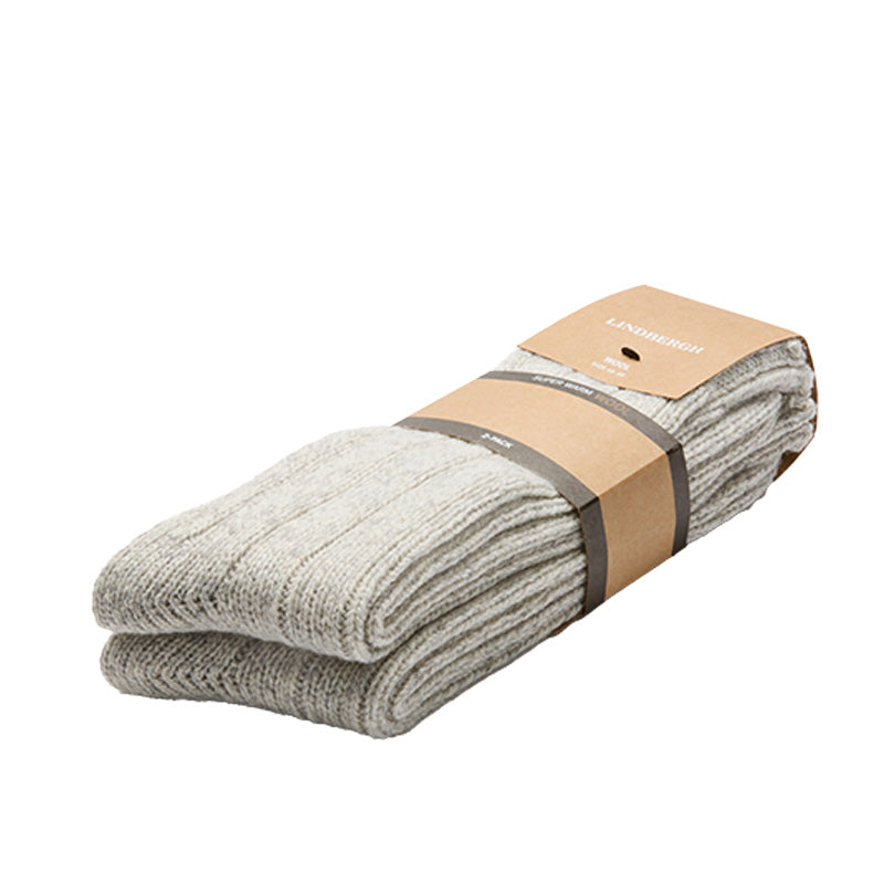 Uldstrømper 2-pack, Gråmeleret