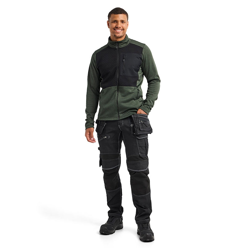 Sweatshirt full-zip, Grøn/Sort