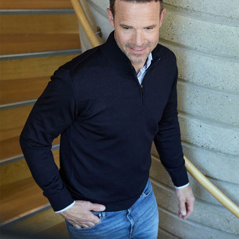 Copenhagen 1/4 zip pullover, Navy