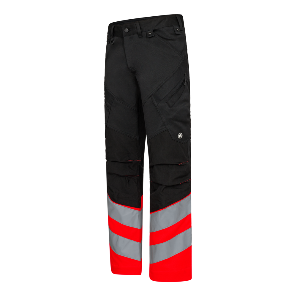 Safety arbejdsbukser med 2-vejs stræk, Sort/Rød