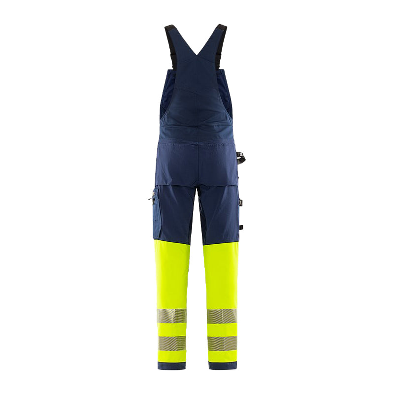 Hi-Vis Green stretch overalls Kl. 1, Gul/Navy