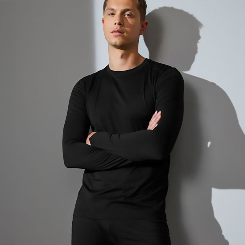 Langærmet active t-shirt, Sort