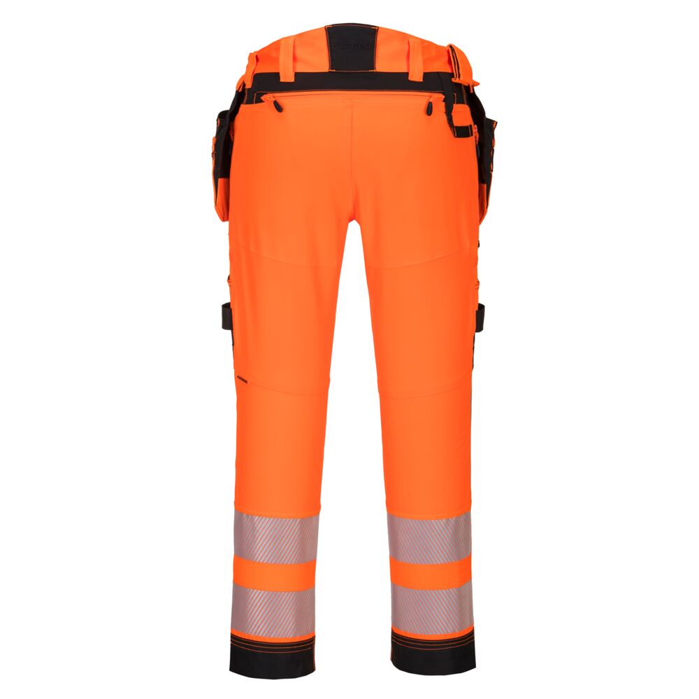 Hi-Vis Bukser med aftagelige hængelommer, Orange/Sort