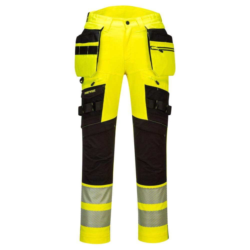 Hi-Vis Bukser med aftagelige hængelommer, Gul/Sort