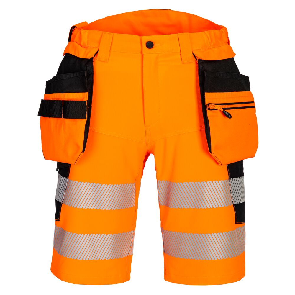 Hi-vis hængelomme shorts, Orange/Sort