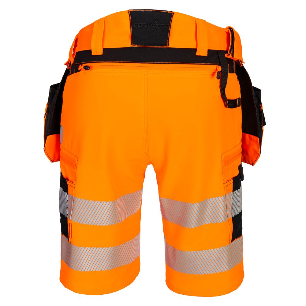 Hi-vis hængelomme shorts, Orange/Sort