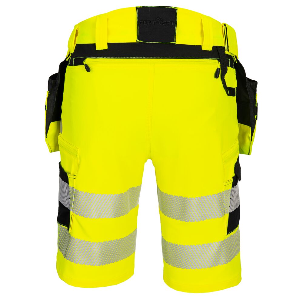 Hi-vis hængelomme shorts, Gul/Sort
