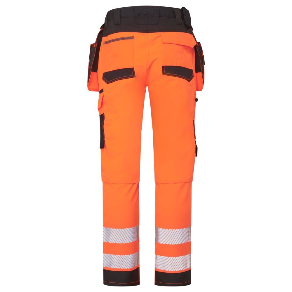 Hi-vis Craft bukser med aftagelige hængelommer, Orange/Sort