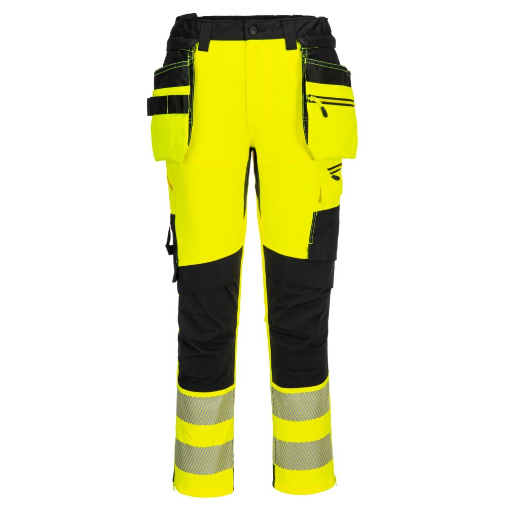 Hi-vis Craft bukser med aftagelige hængelommer, Gul/Sort