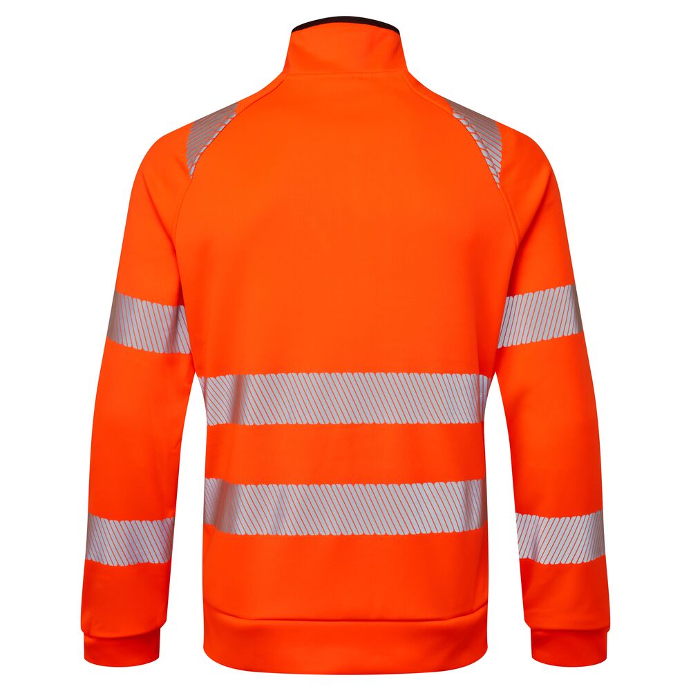 Hi-Vis Zip hættetrøje, Orange/Sort