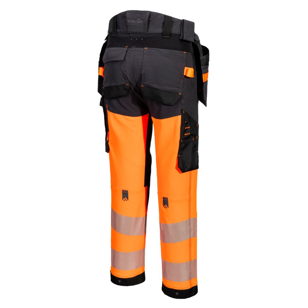 Hi-Vis stretch bukser med hængelommer, Orange/Sort