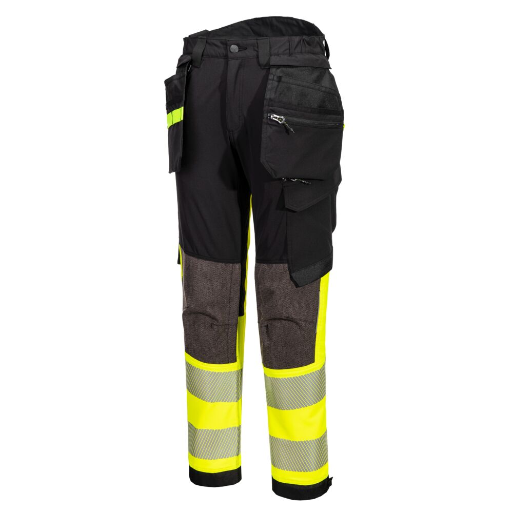 Hi-Vis stretch bukser med hængelommer, Gul/Sort