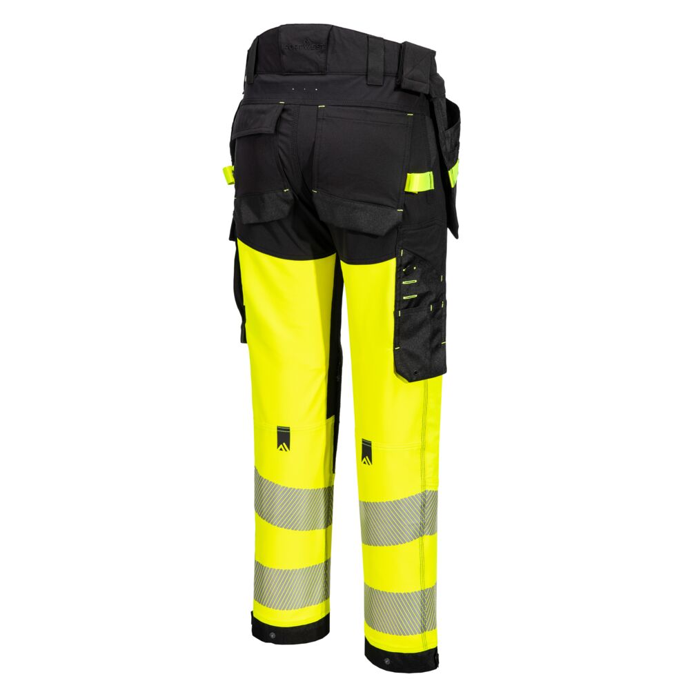 Hi-Vis stretch bukser med hængelommer, Gul/Sort