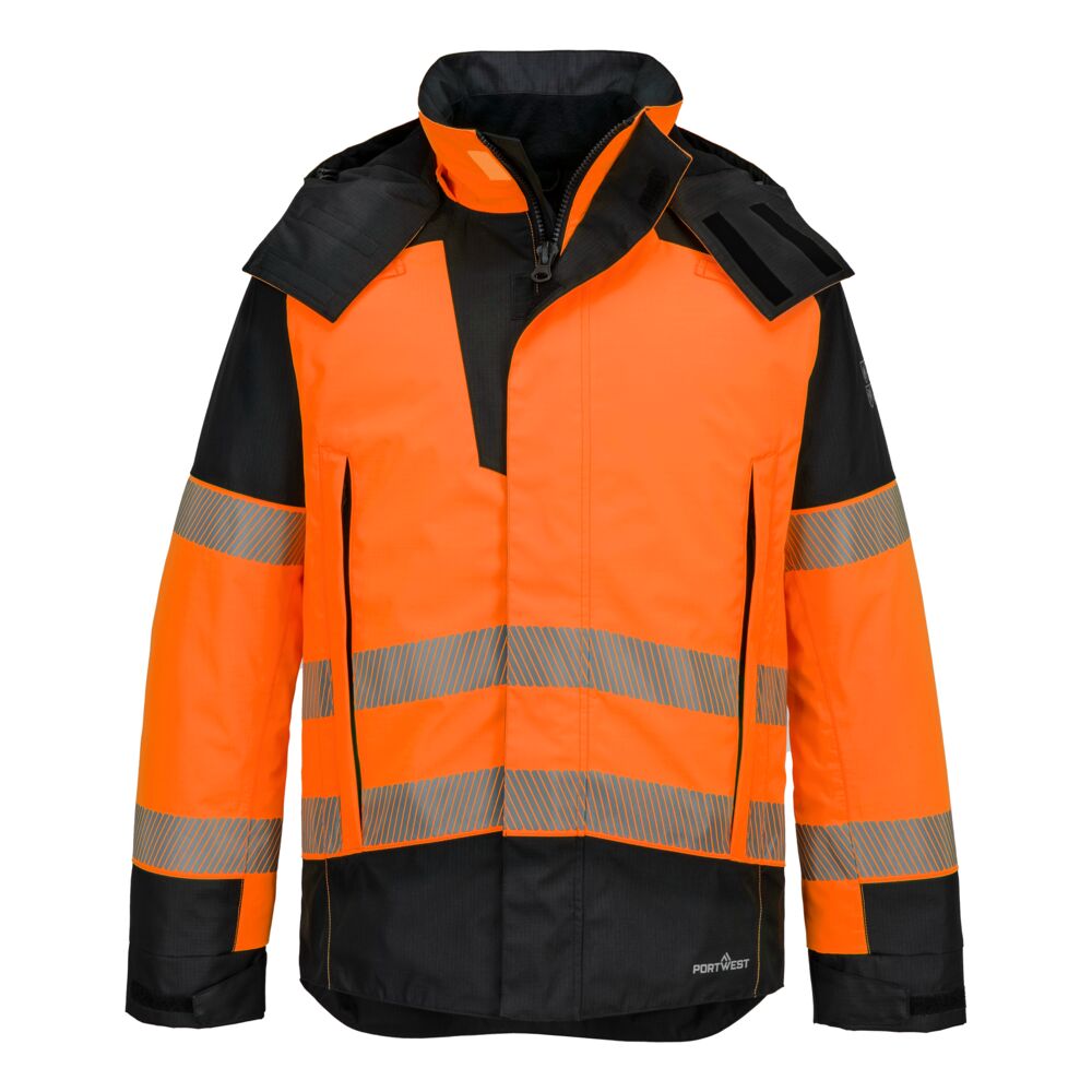 Modaflame regn+ hi-vis vinterjakke, Orange/Sort