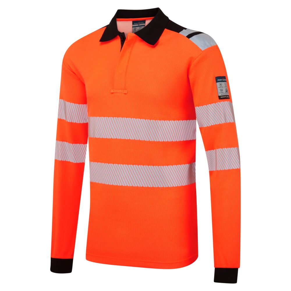 Modaflame Knit HVO FR langærmet poloshirt, Orange