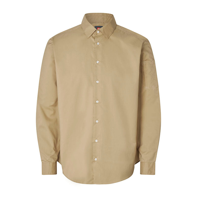 Poplin stretch skjorte herre, Sand