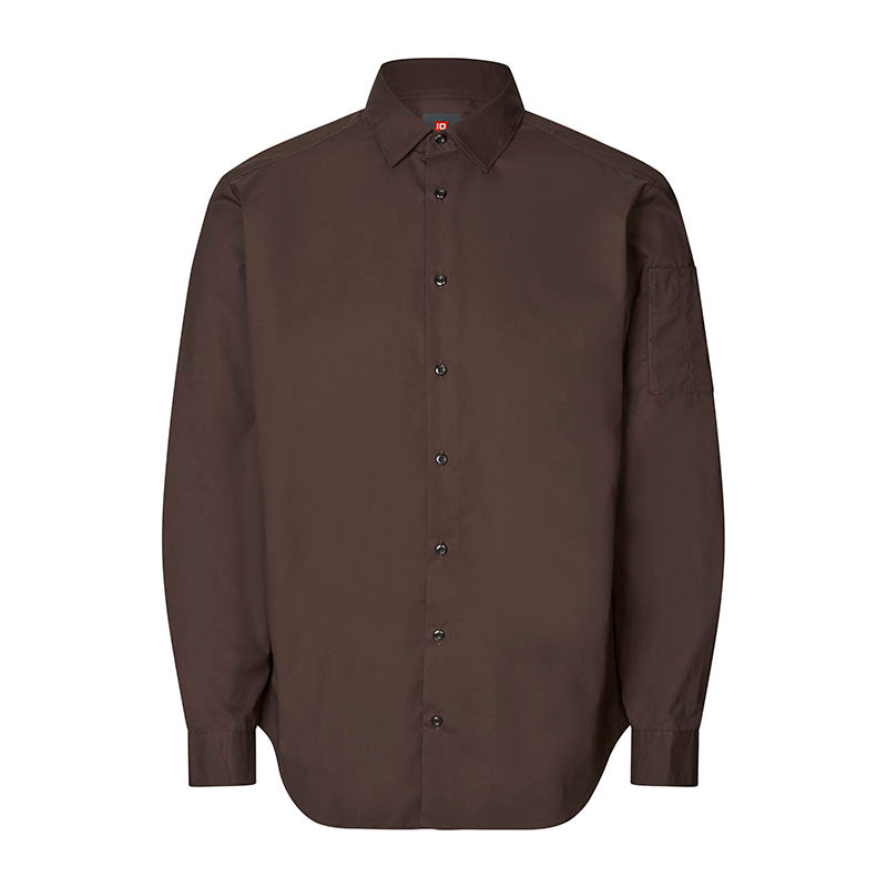Poplin stretch skjorte herre, Mocca