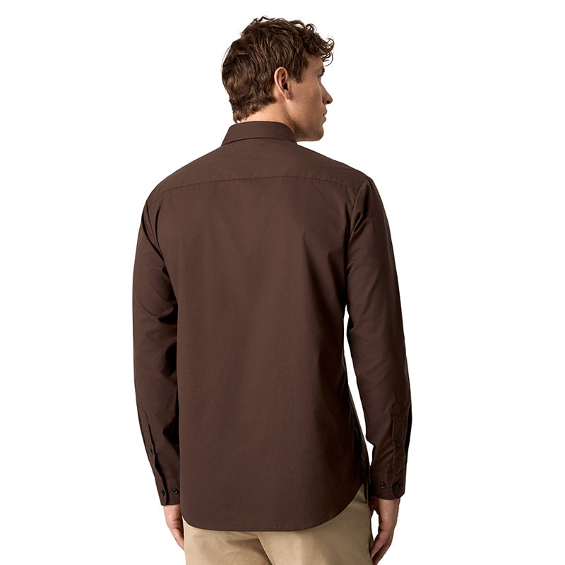 Poplin stretch skjorte herre, Mocca