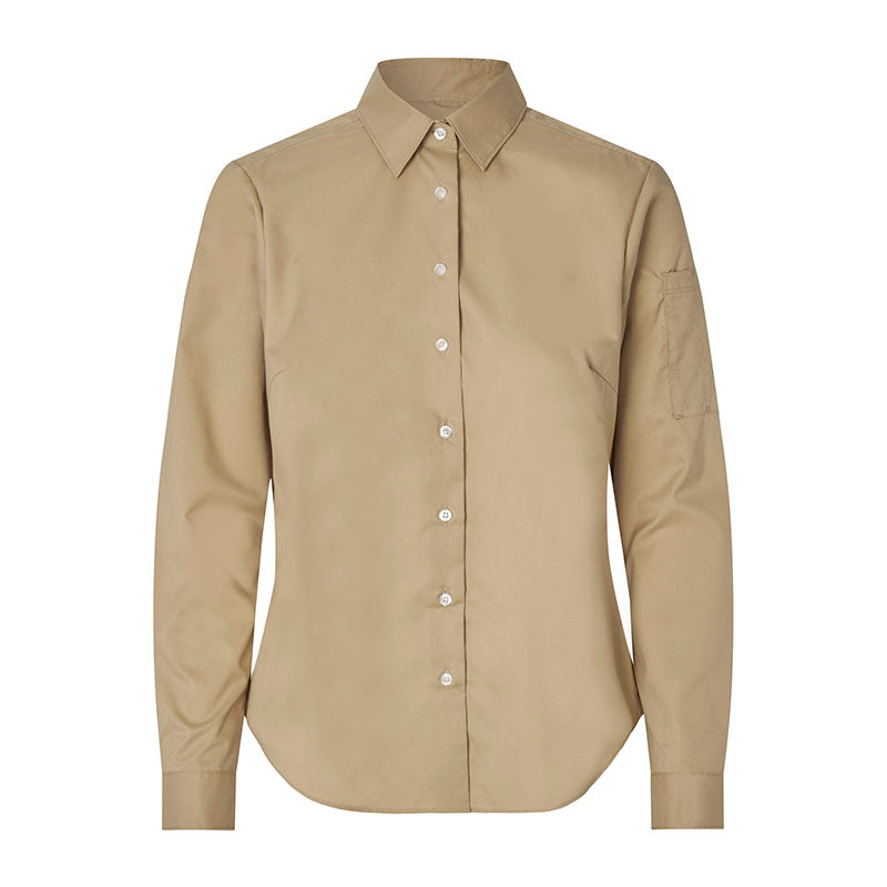 Poplin stretch skjorte dame, Sand
