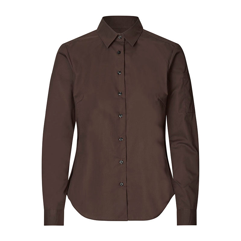 Poplin stretch skjorte dame, Mocca