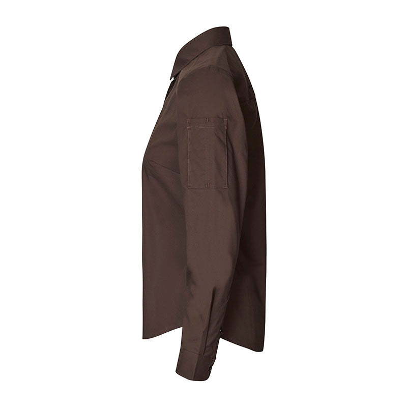 Poplin stretch skjorte dame, Mocca