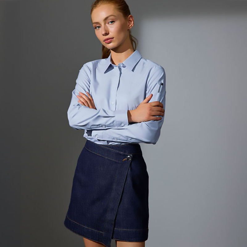 Poplin stretch skjorte dame, Lyseblå