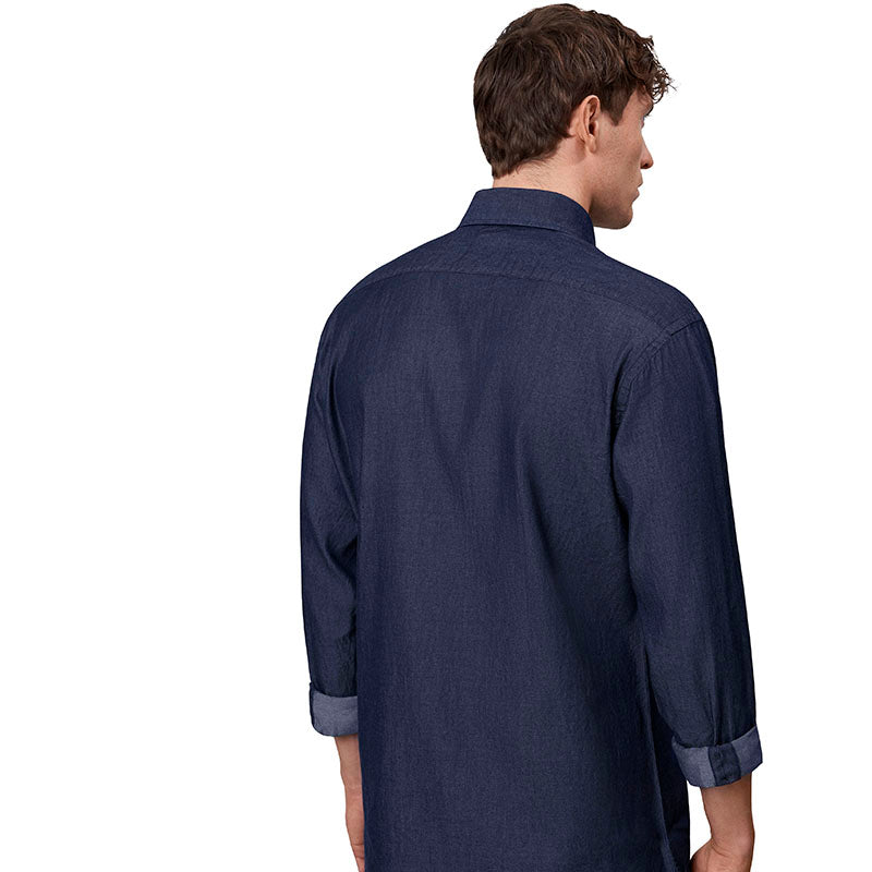 Soft denim Modern skjorte herre, Blå
