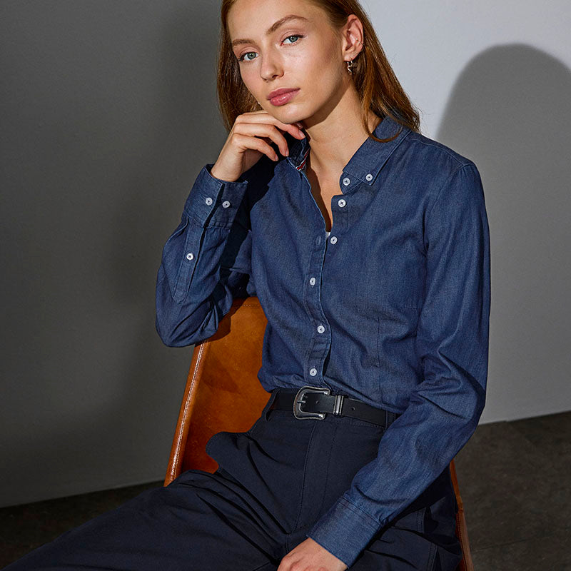 Soft denim Modern skjorte Dame, Blå