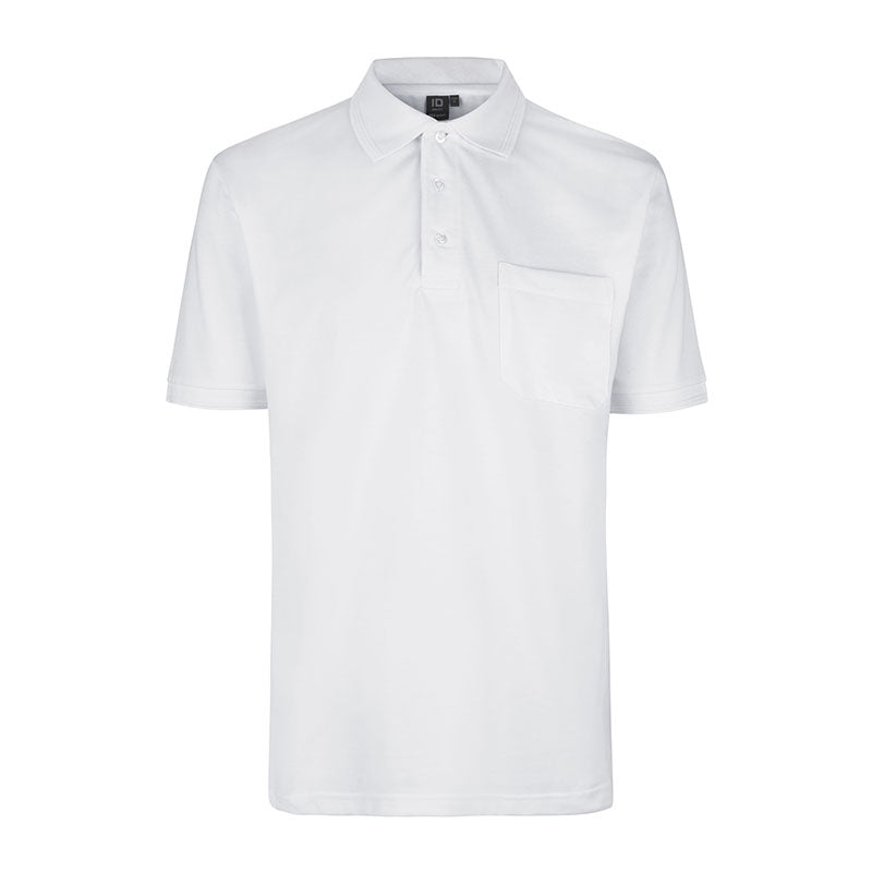 Poloshirt med lomme, Hvid