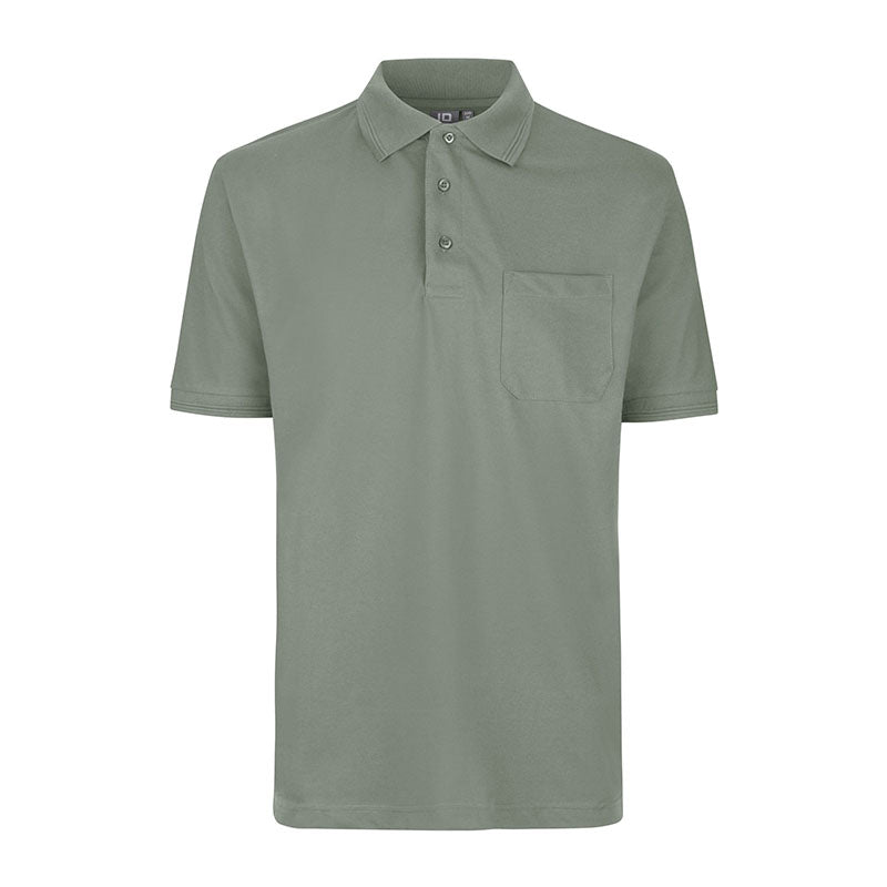 Poloshirt med lomme, Støvet grøn