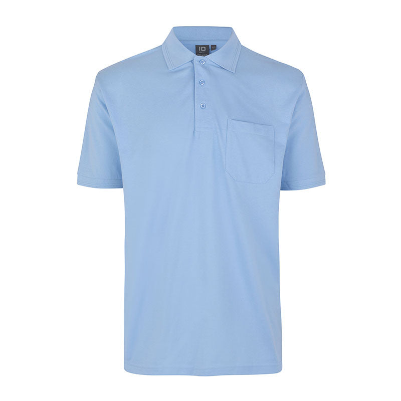 Poloshirt med lomme, Lyseblå