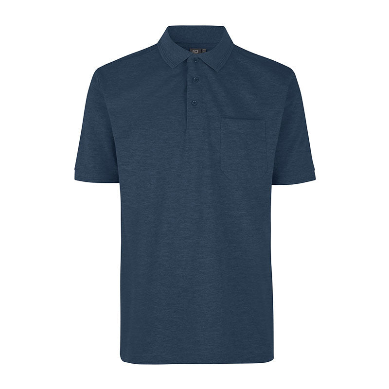 Poloshirt med lomme, Blåmeleret
