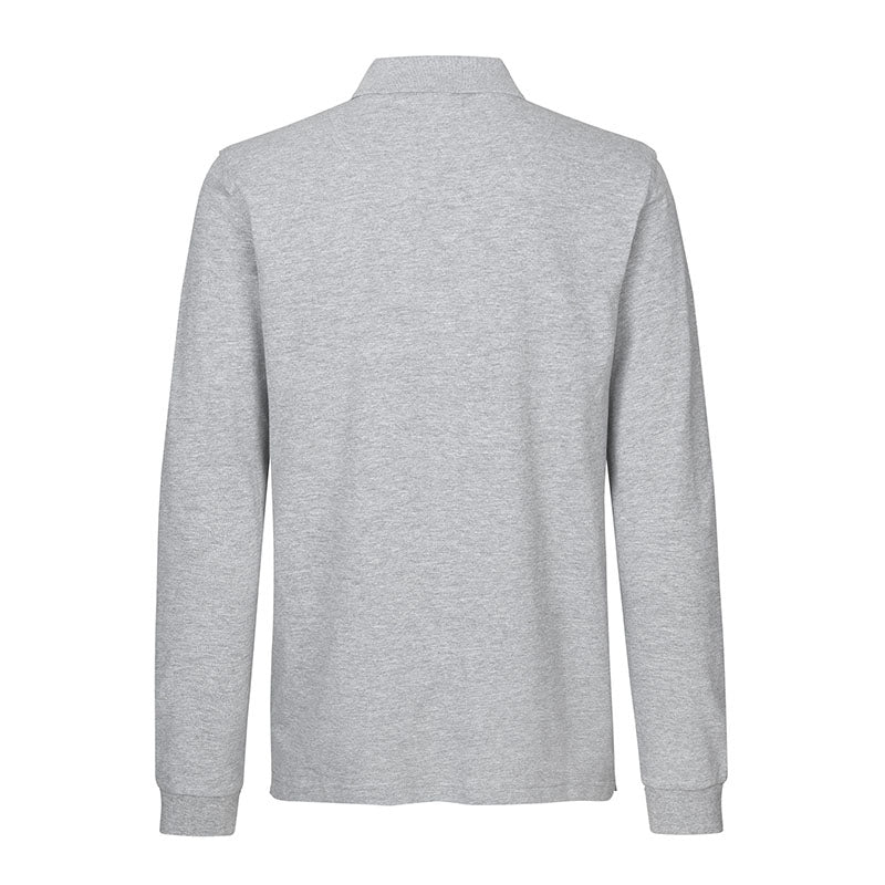 Langærmet Poloshirt Stretch Herre, Gråmeleret